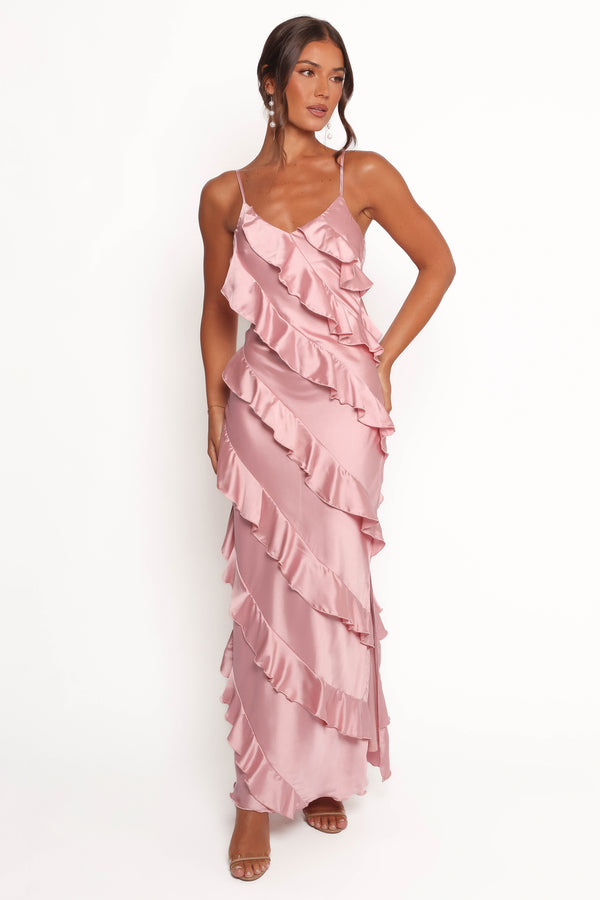 DRESSES Ciao Ruffles Maxi Satin Dress - Pink