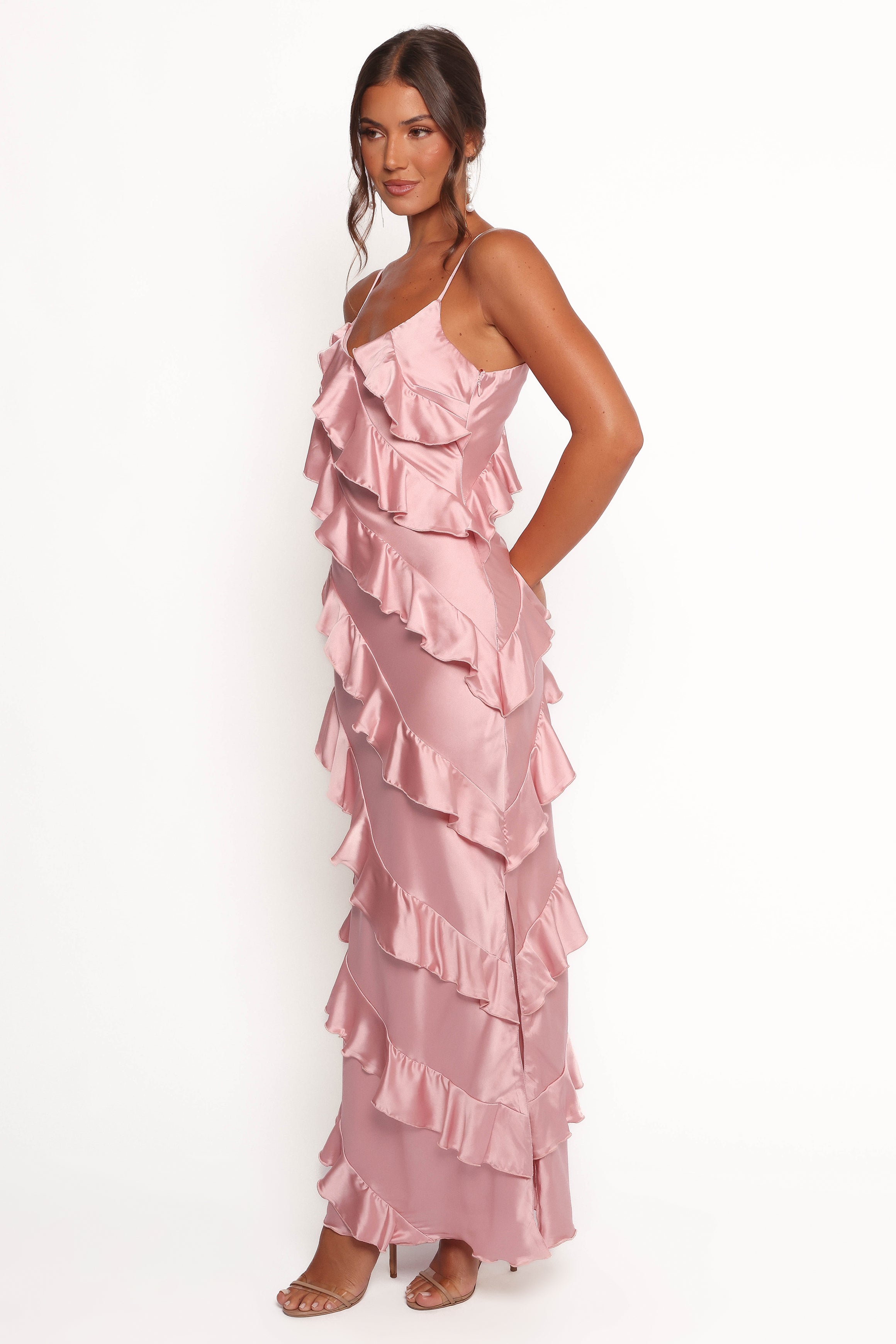DRESSES Ciao Ruffles Maxi Satin Dress - Pink