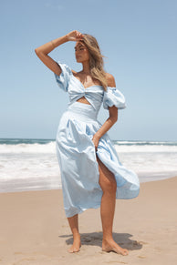 DRESSES Cintra Puff Sleeve Maxi Dress - Blue