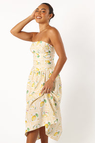 DRESSES @Cintrico Strapless Midi Dress - Lemon