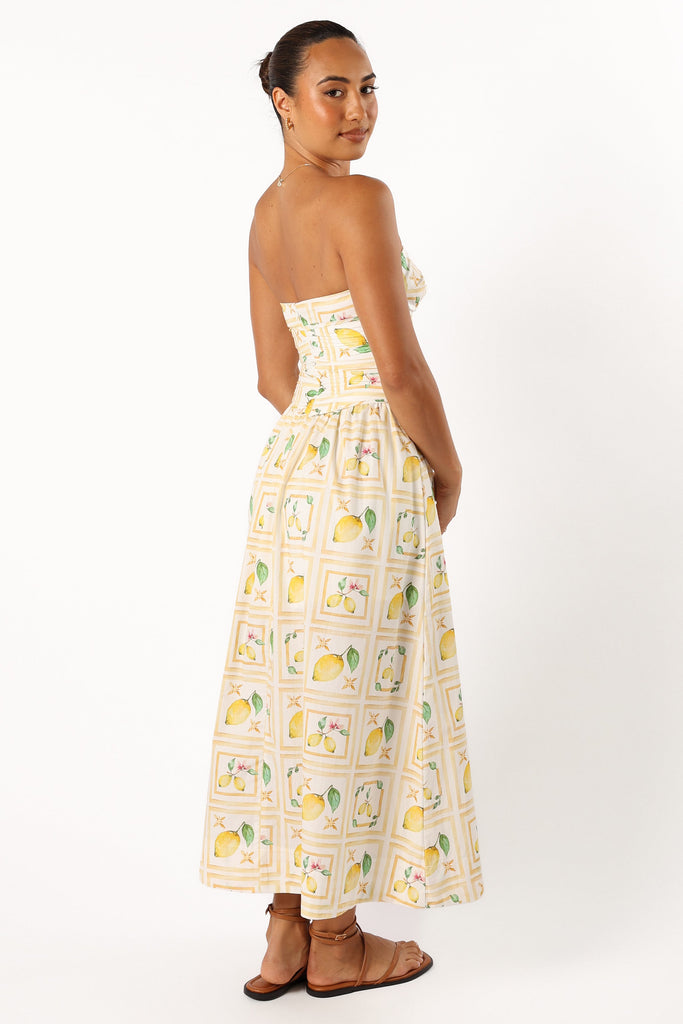 Cintrico Strapless Midi Dress Lemon