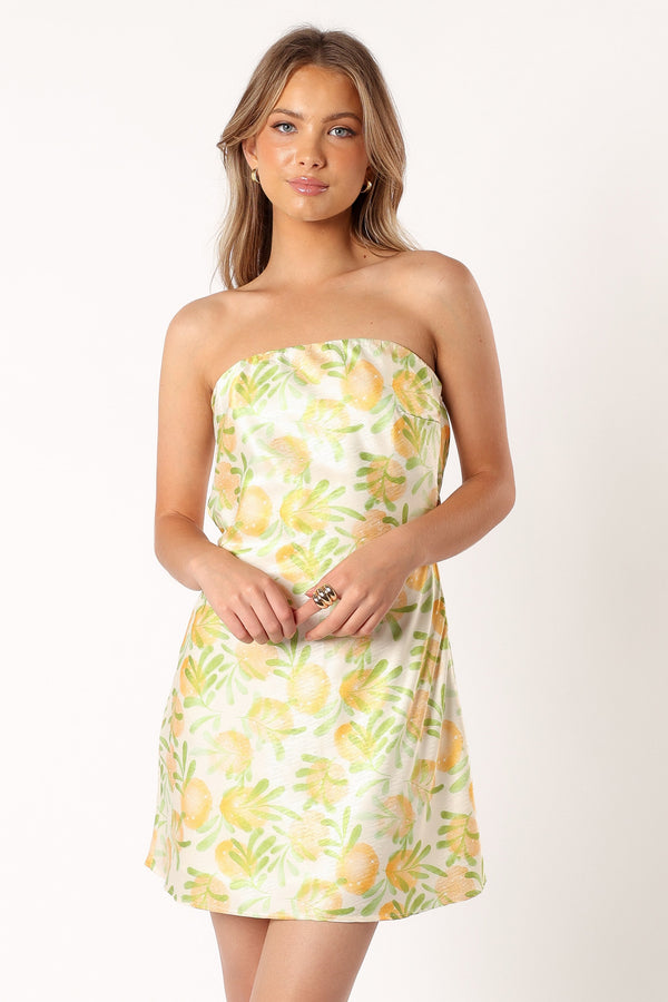 DRESSES @Citron Strapless Mini Dress - Yellow