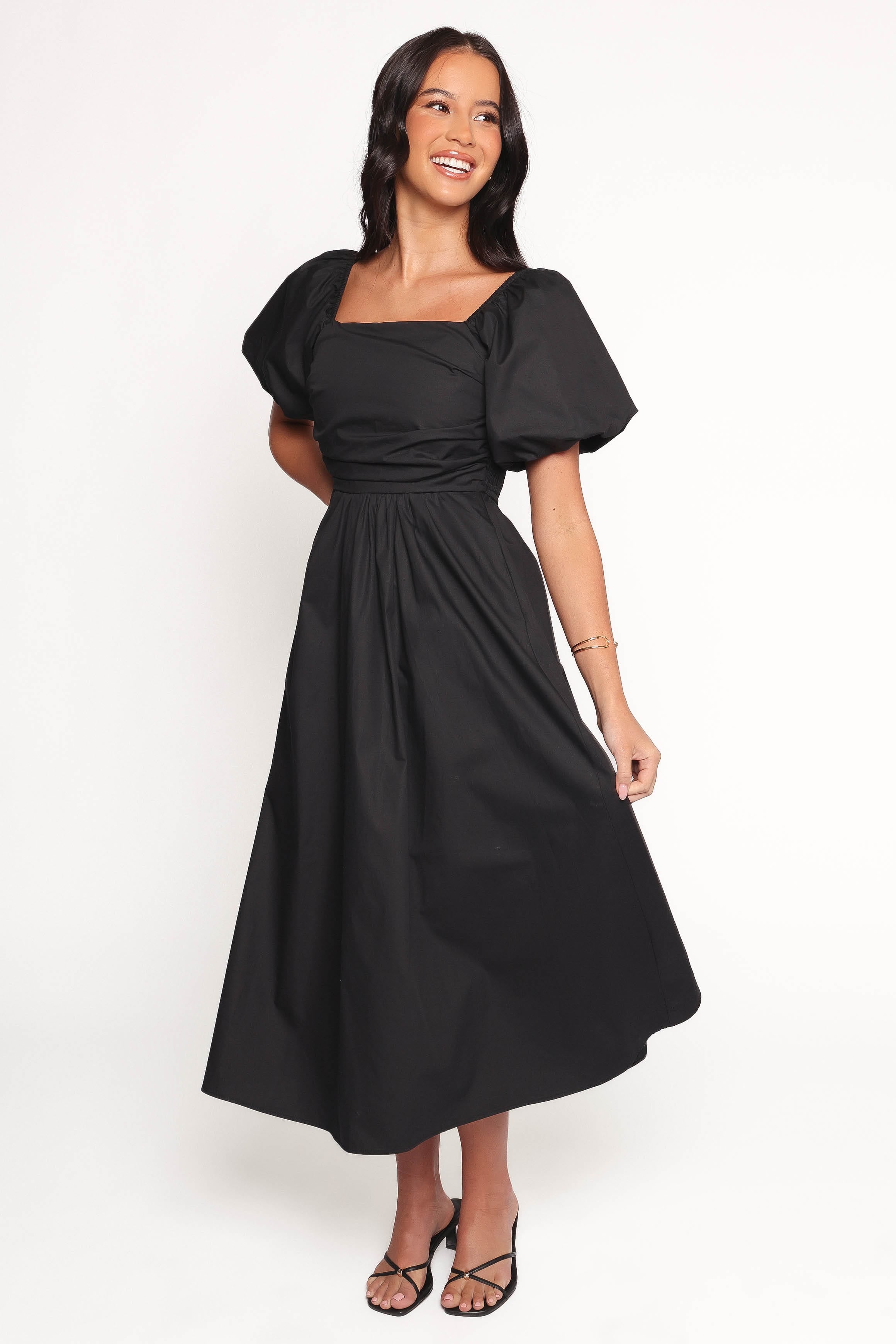 Clo Puff Sleeve Midi Dress - Black Clo Puff Sleeve Midi Dress - Black