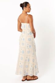 DRESSES @Coco Maxi Slip Dress - Blue Cream