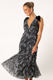 DRESSES @Coco Midi Dress - Black Silver