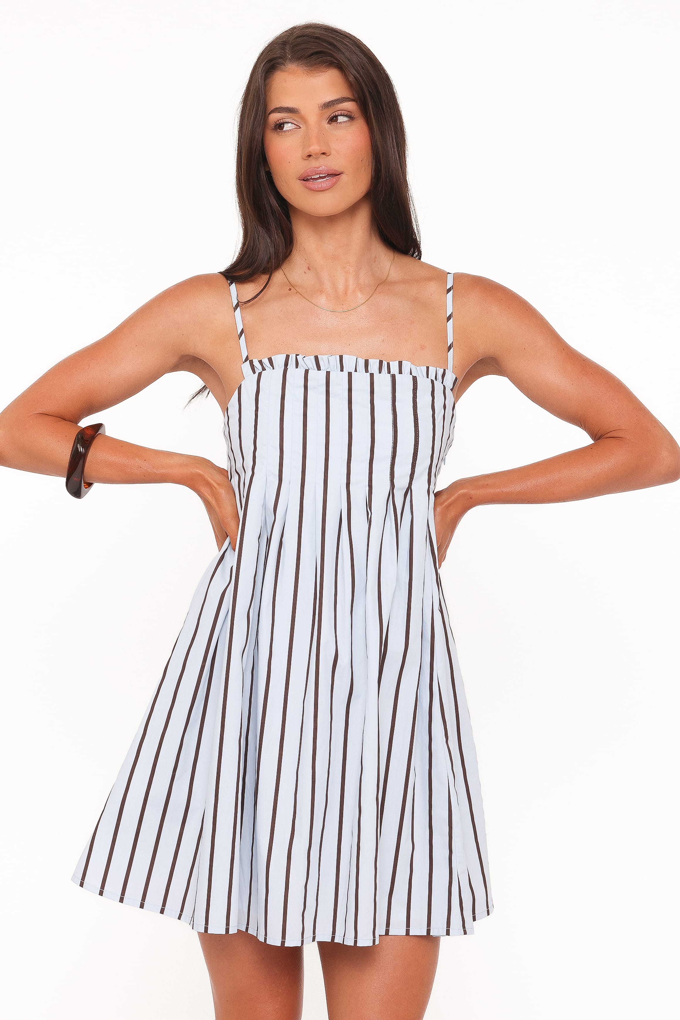 DRESSES Cole Mini Dress - Blue/Brown Stripe