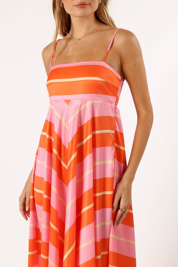 DRESSES @Collie Midi Dress - Orange Stripe