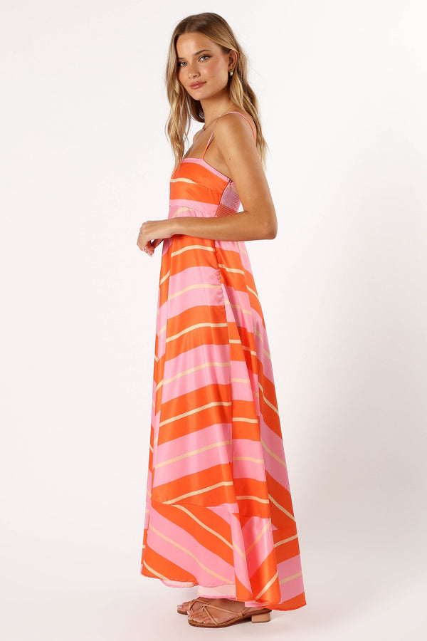 DRESSES @Collie Midi Dress - Orange Stripe