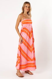 DRESSES @Collie Midi Dress - Orange Stripe