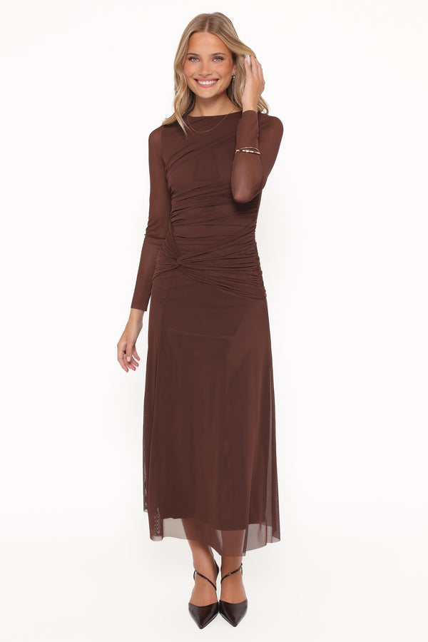 DRESSES Colton Long Sleeve Maxi Dress - Brown