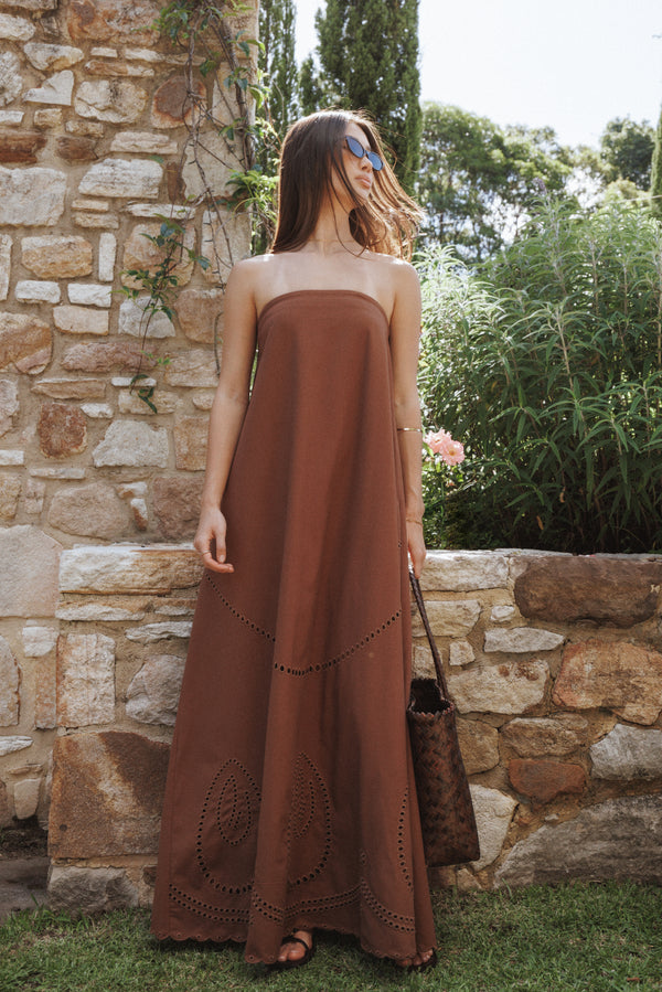 DRESSES Como Strapless Maxi Dress - Brown