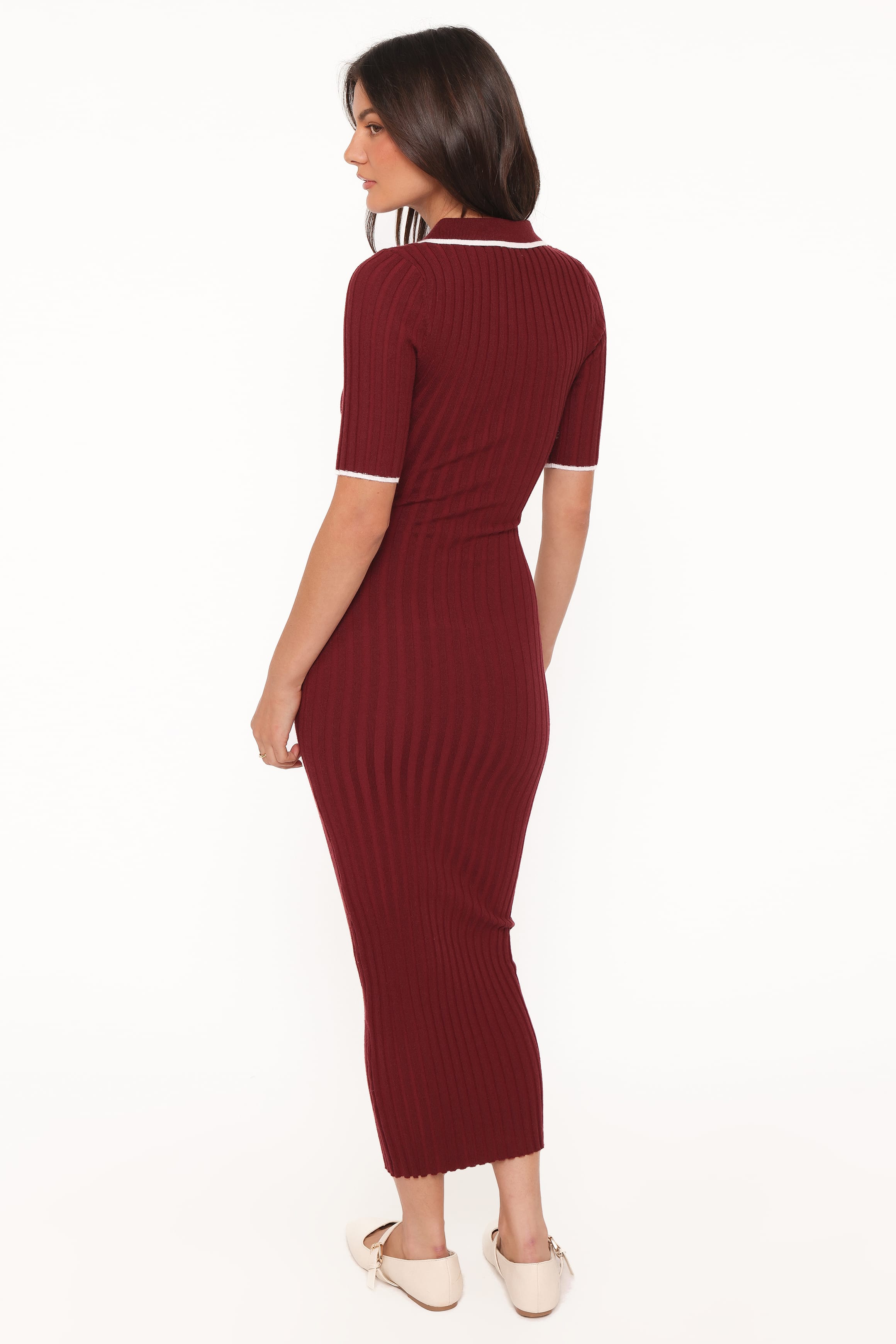 DRESSES Conner Short Sleeve Knit Dress - Burgundy