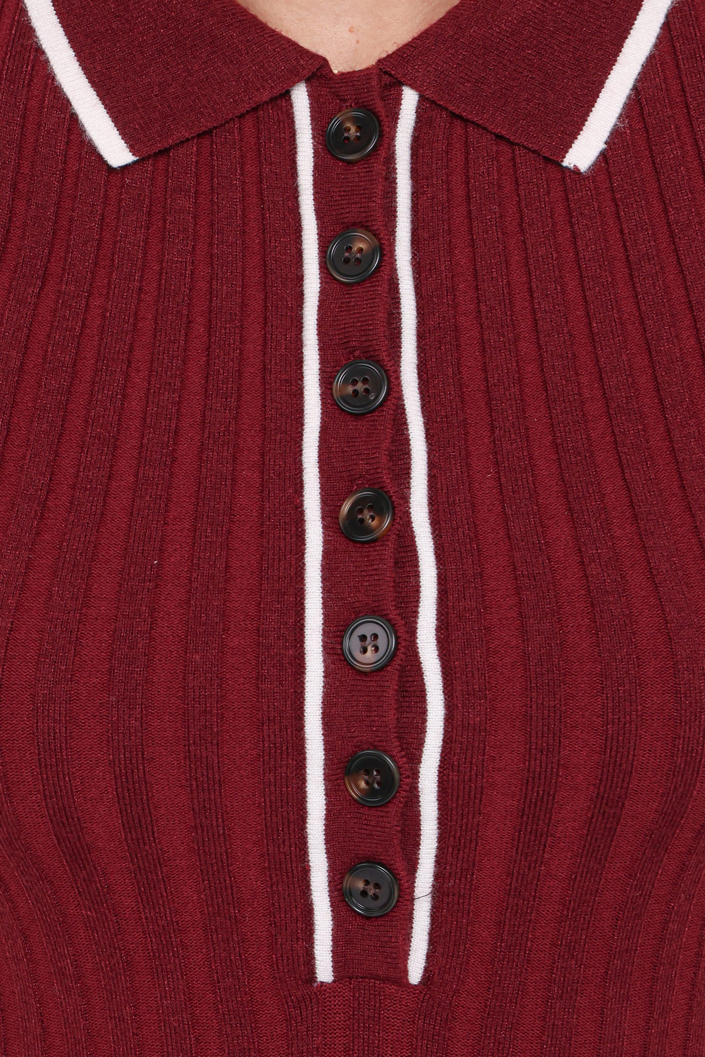 DRESSES Conner Short Sleeve Knit Dress - Burgundy