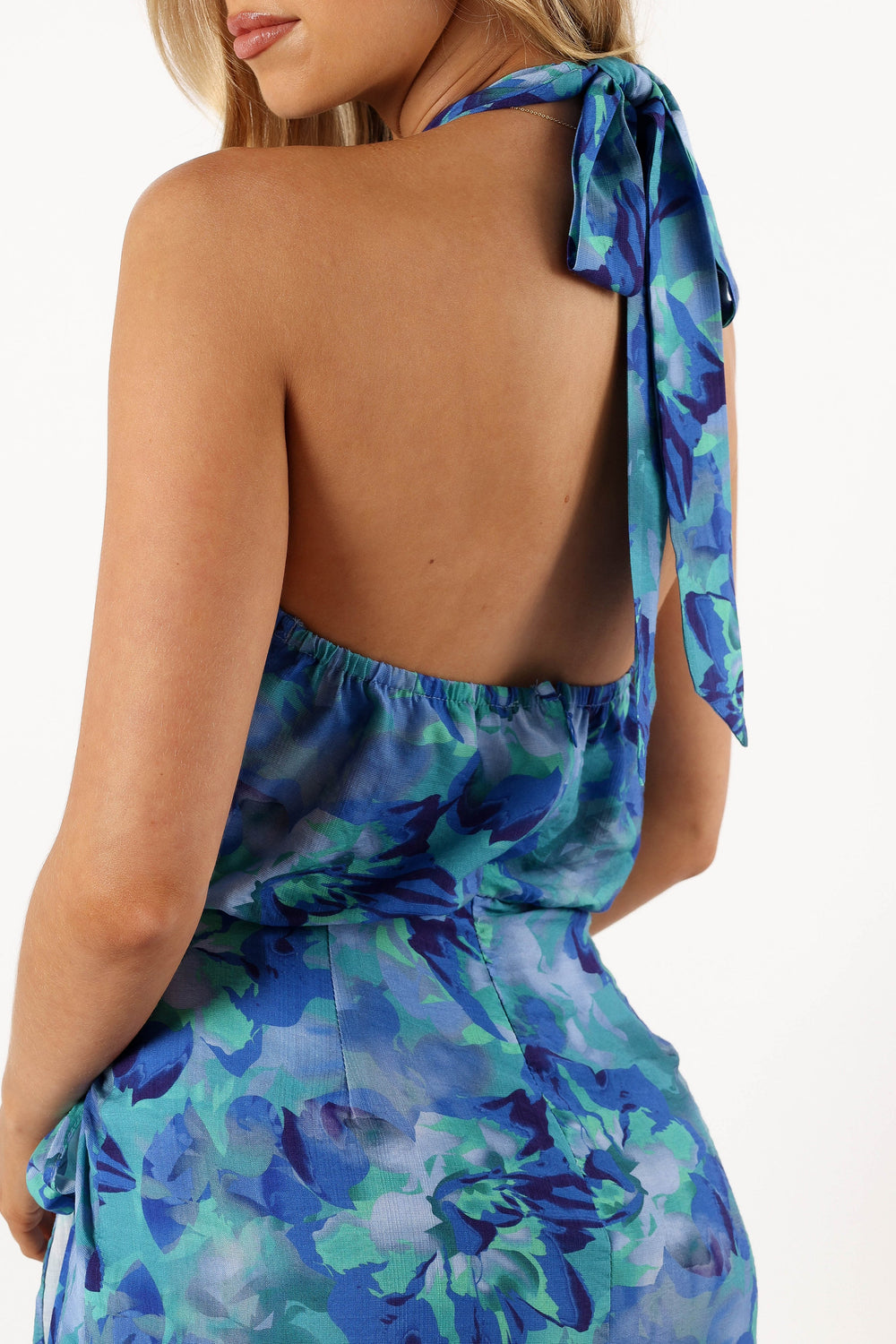 DRESSES @Corsca Halterneck Mini Dress - Blue Floral