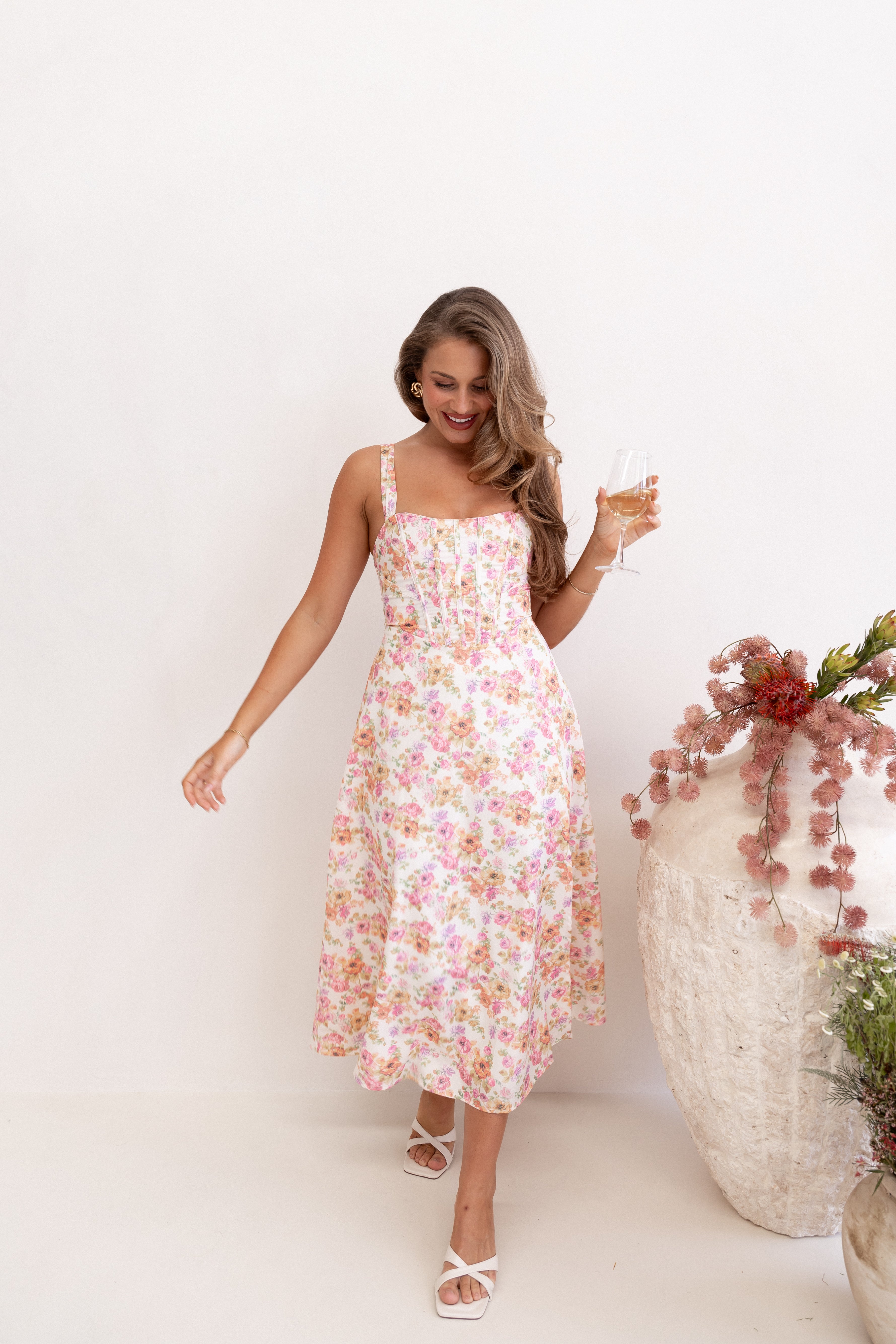 DRESSES Cosima Midi Dress - Pink Floral