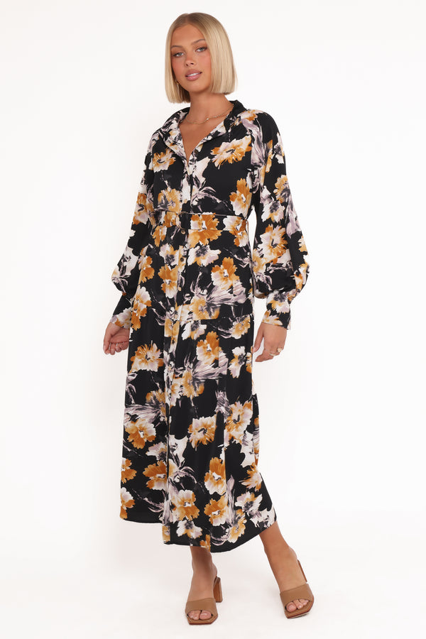 DRESSES Cristal Long Sleeve Maxi Dress - Black Floral