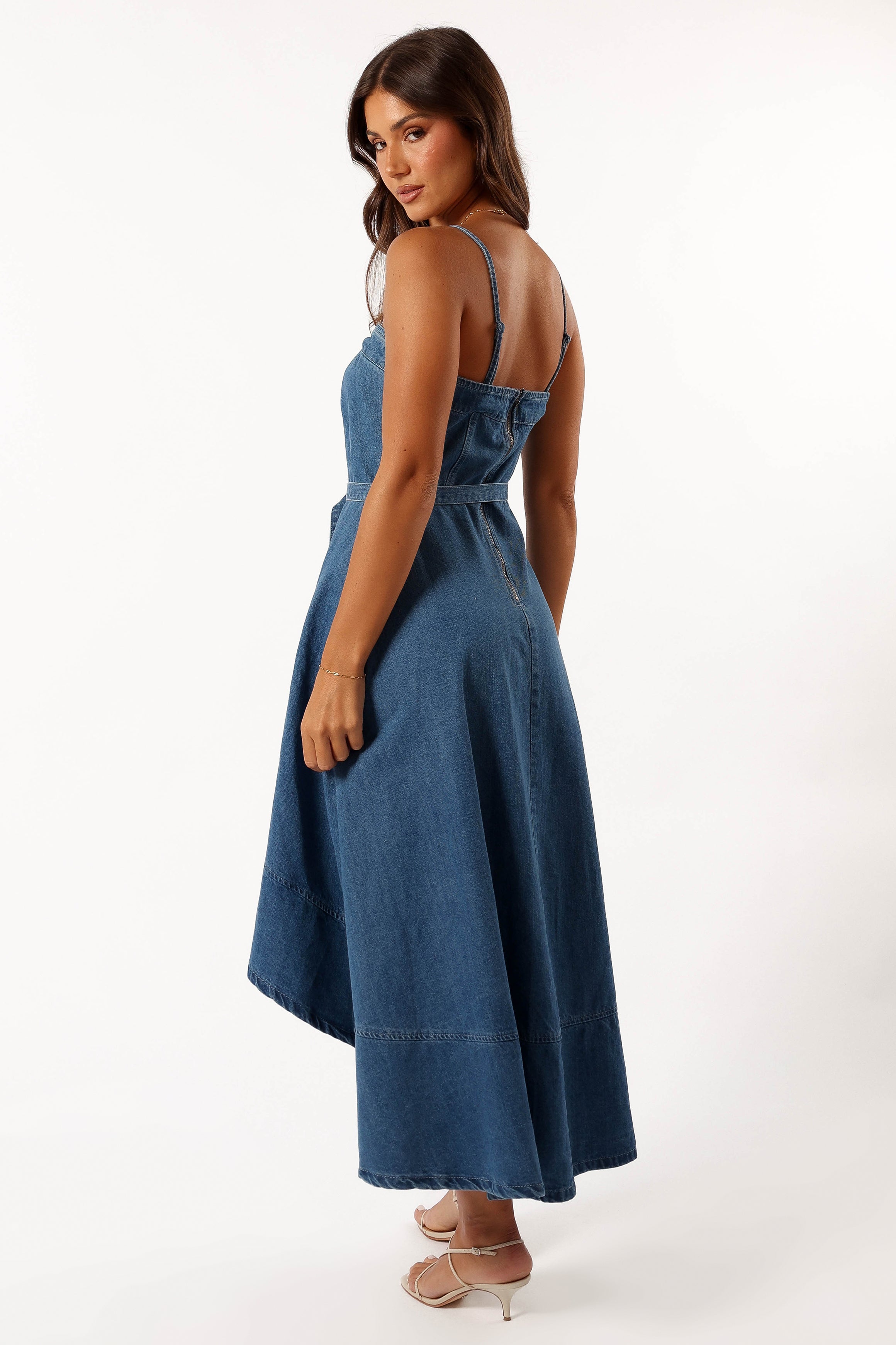 DRESSES @Cyrus Belted Midi Dress - Denim