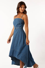 DRESSES @Cyrus Belted Midi Dress - Denim