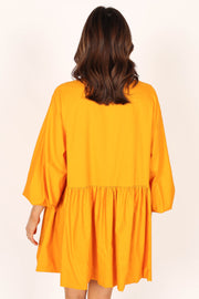 DRESSES @Daisy Long Sleeve Mini Dress - Mustard