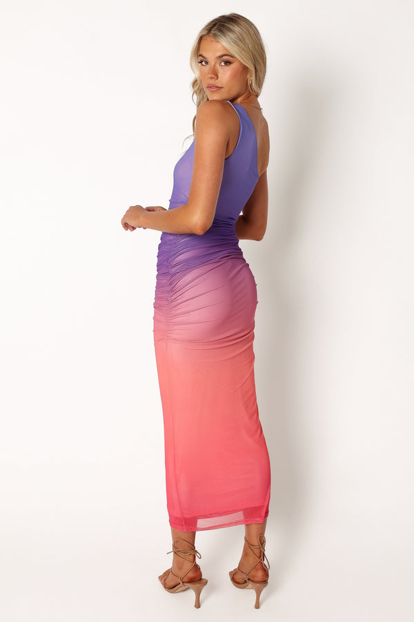 DRESSES @Dakota One Shoulder Midi Dress - Purple Gradient