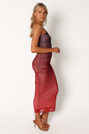 DRESSES @Dakota One Shoulder Midi Dress - Wine Gradient