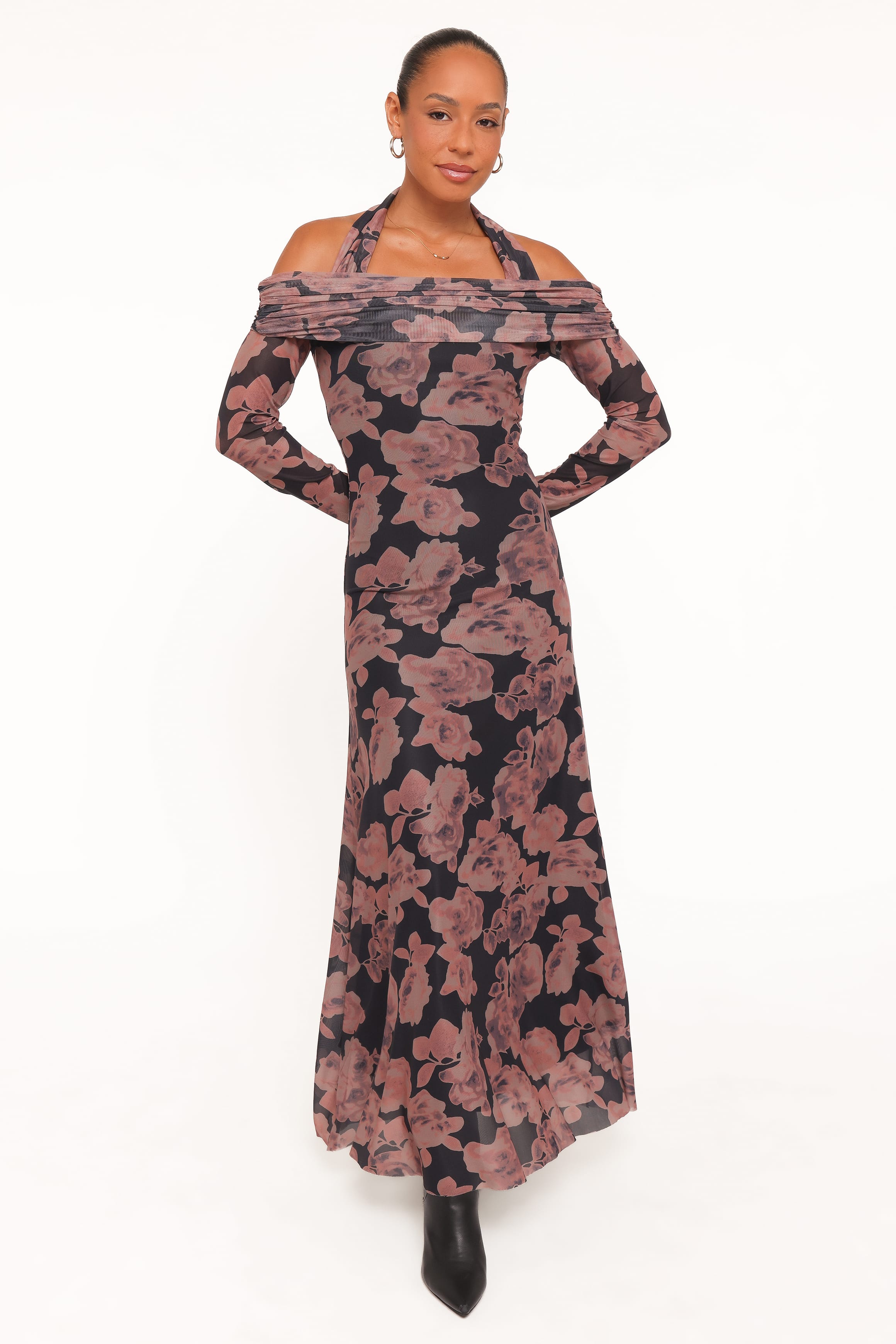 DRESSES Dane Off Shoulder Maxi Dress - Black Floral