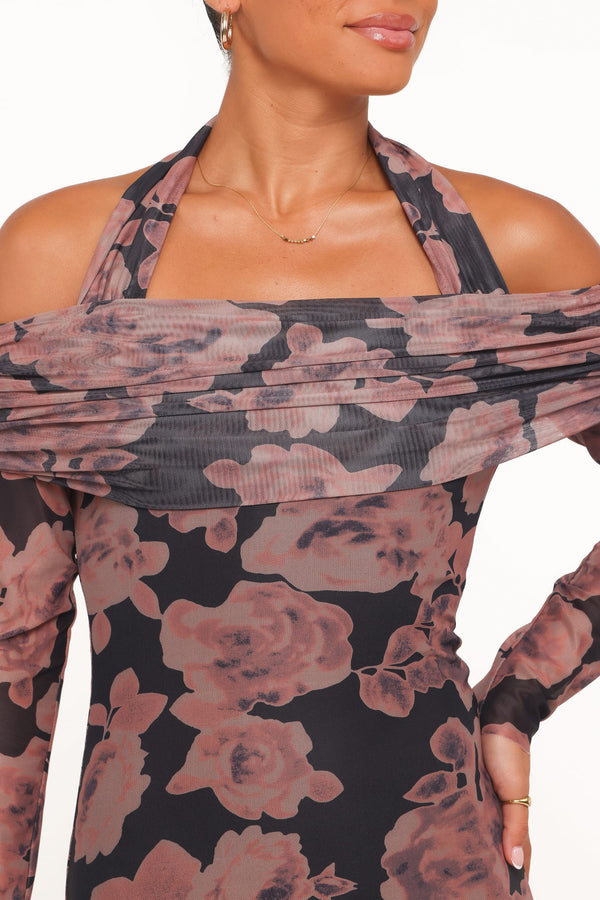 DRESSES Dane Off Shoulder Maxi Dress - Black Floral