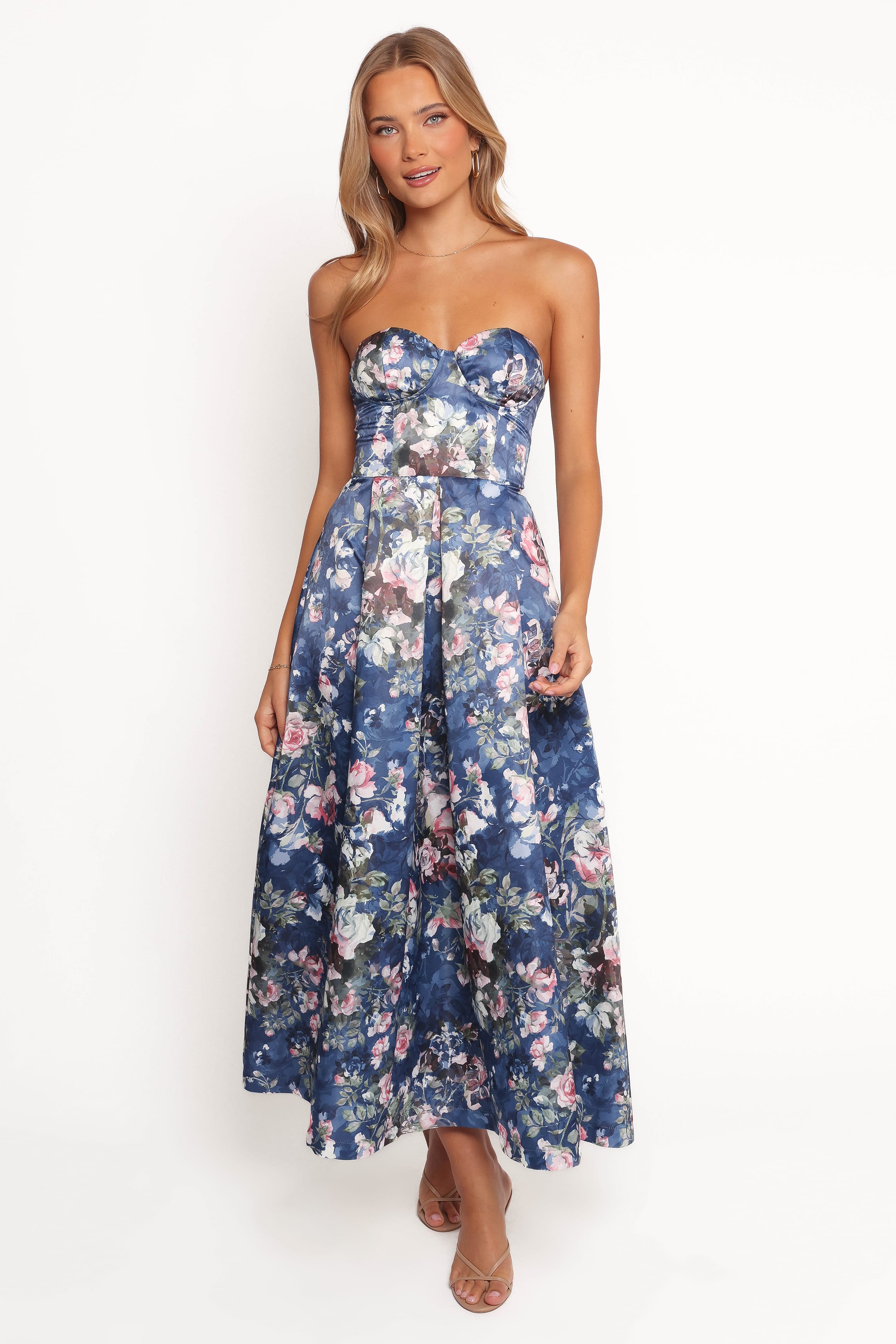 DRESSES Darina Strapless Midi Dress - Midnight Floral