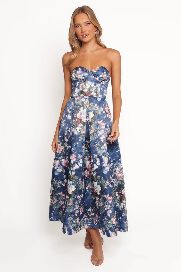 DRESSES Darina Strapless Midi Dress - Midnight Floral