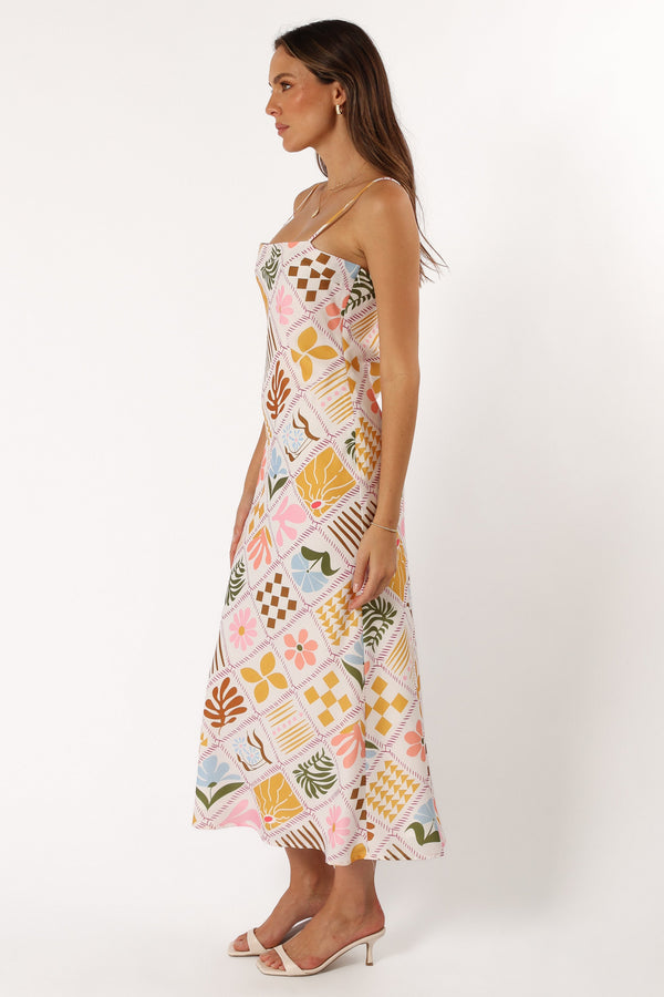 DRESSES @Darlene Maxi Slip Dress - White Multi (Hold for Cool Beginnings)