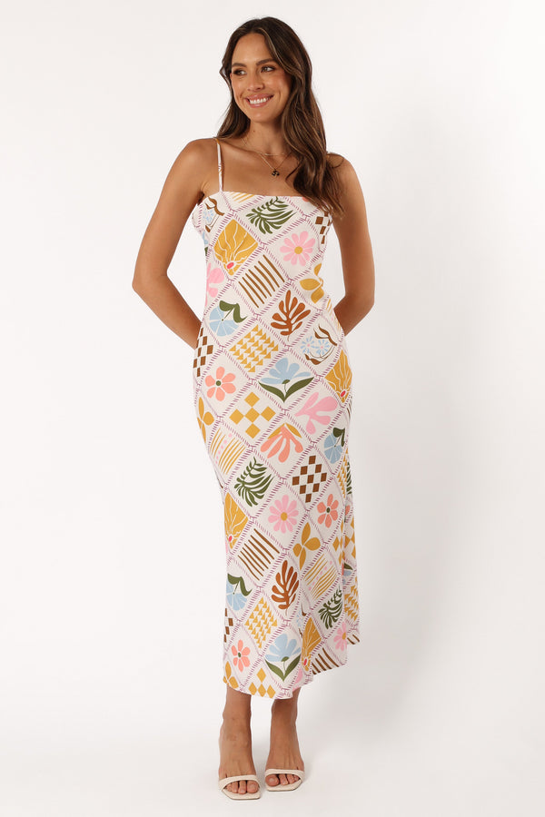 DRESSES @Darlene Maxi Slip Dress - White Multi (Hold for Cool Beginnings)