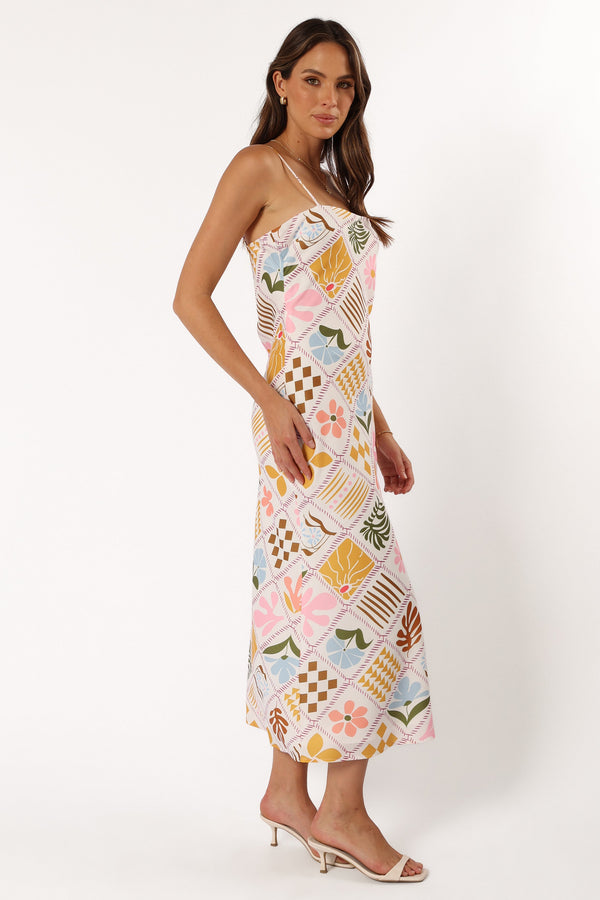 DRESSES @Darlene Maxi Slip Dress - White Multi (Hold for Cool Beginnings)