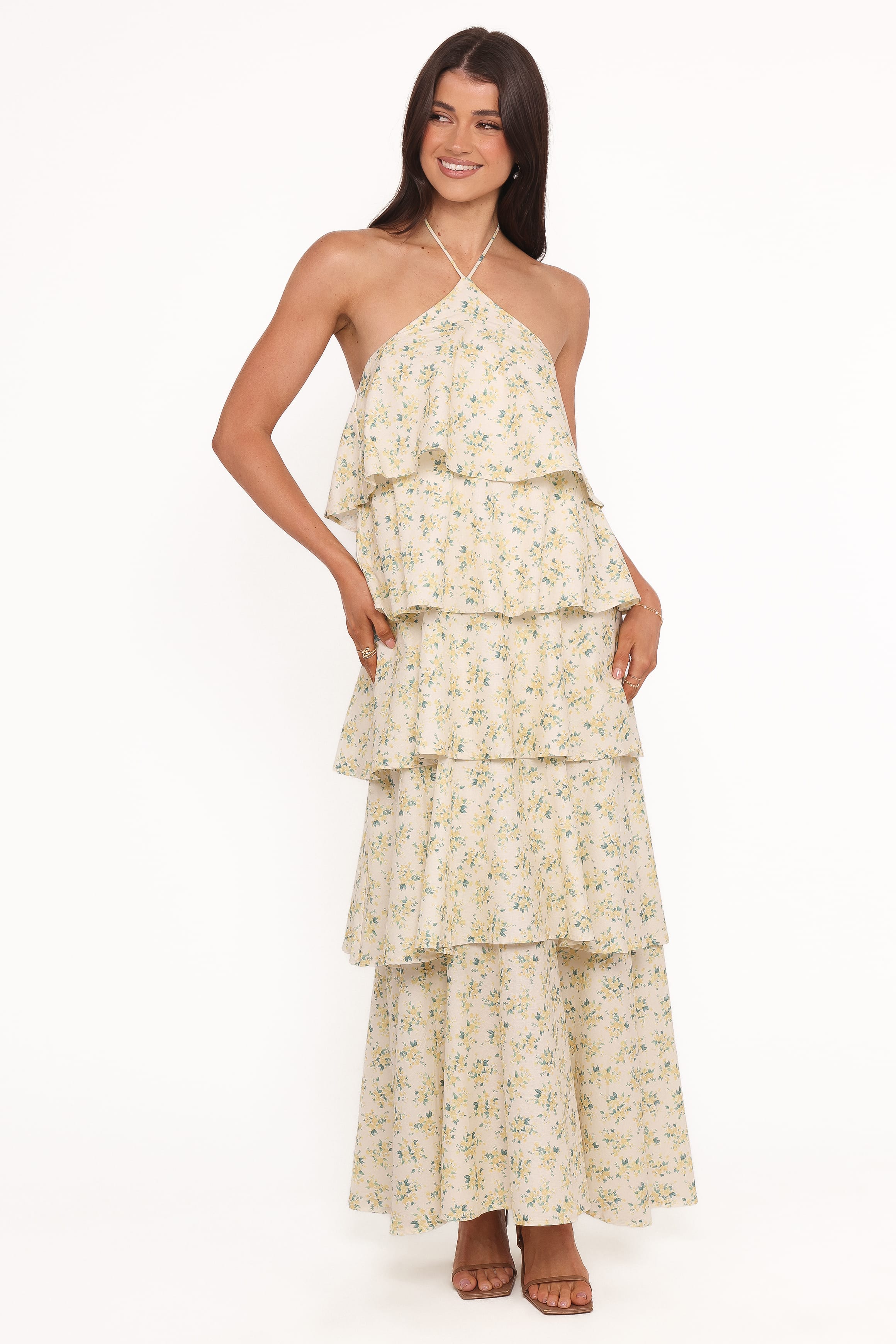 DRESSES Darlia Halterneck Maxi Dress - Yellow Floral