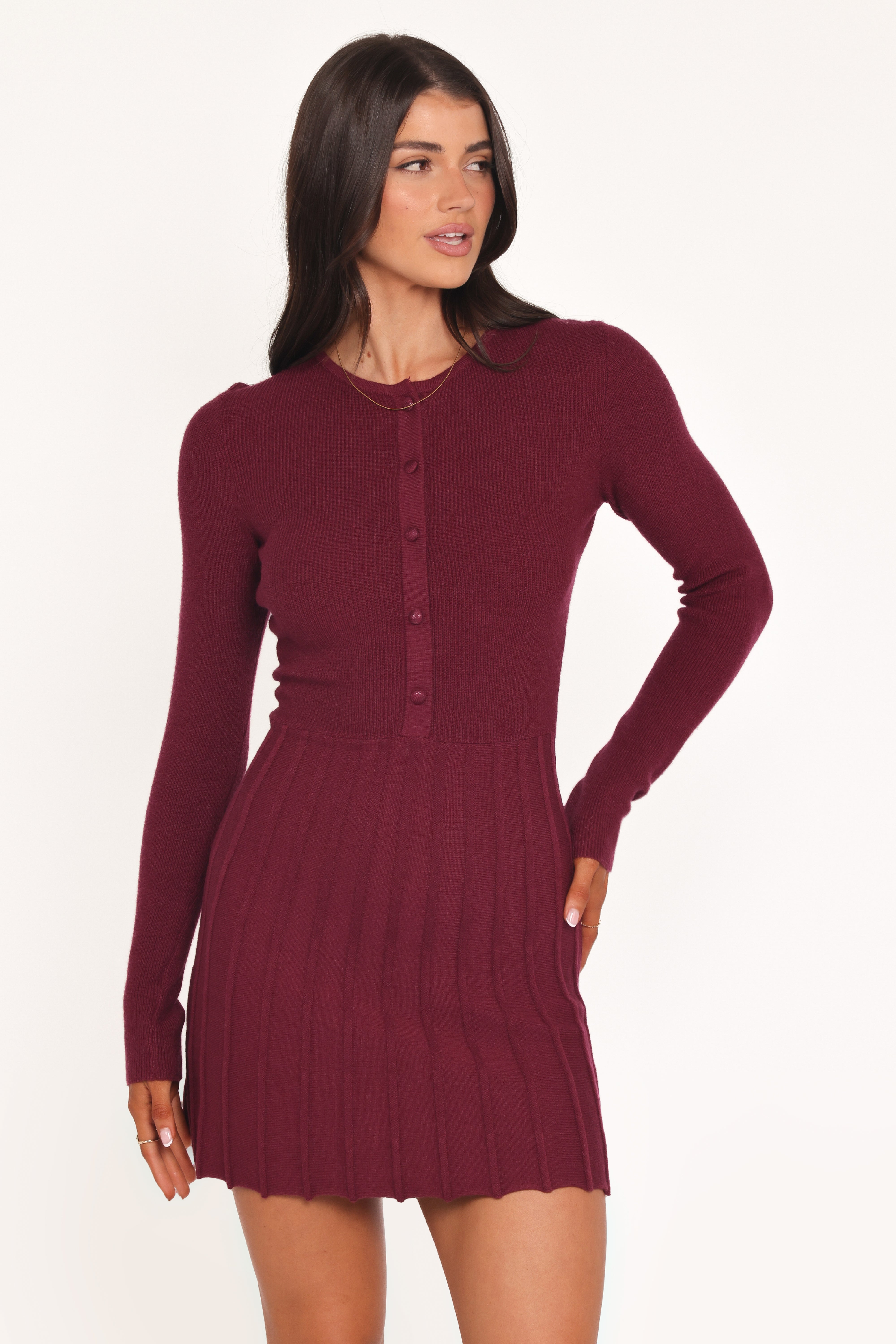 DRESSES Darlina Long Sleeve Mini Dress - Burgundy