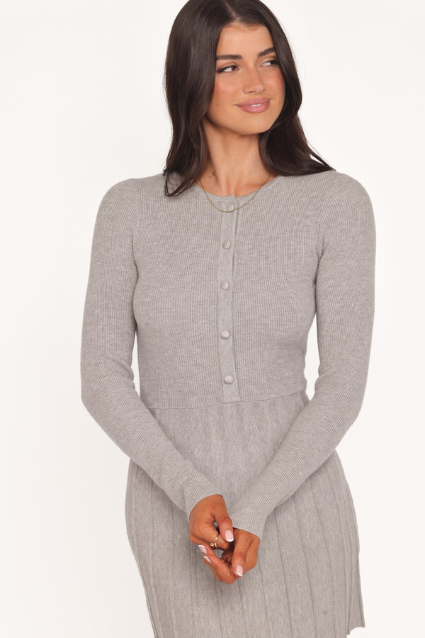 DRESSES Darlina Long Sleeve Mini Dress - Heather Grey