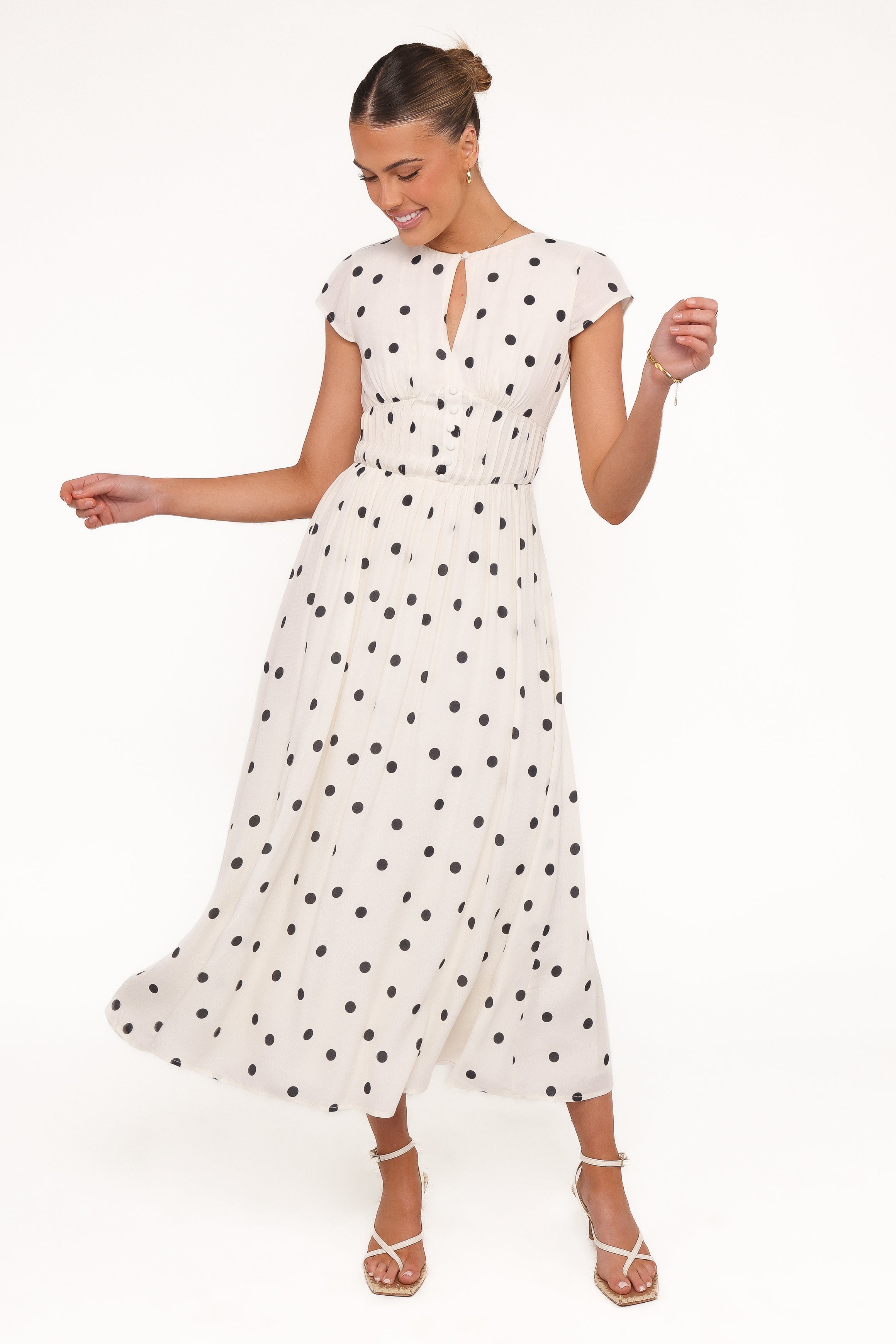 DRESSES Darline Midi Dress - White Polka Dot