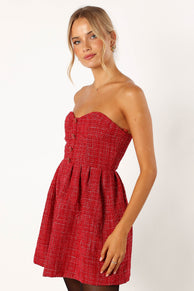 DRESSES @Dasher Strapless Mini Dress - Red