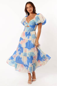 DRESSES @Davis Midi Dress - Blue Floral