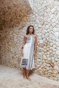 DRESSES Deana Halterneck Midi Dress - Cream Black