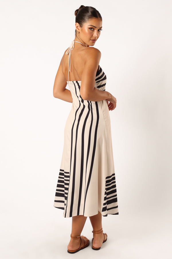 DRESSES @Deana Halterneck Midi Dress - Cream Black