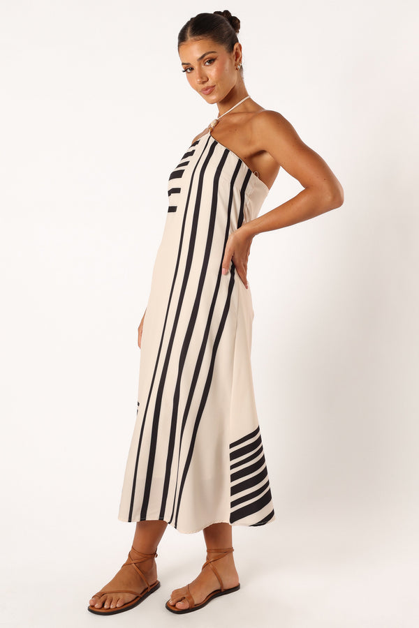 DRESSES @Deana Halterneck Midi Dress - Cream Black