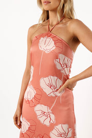 DRESSES @Deana Halterneck Midi Dress - Rose Floral