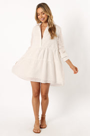 DRESSES @Delia Longsleeve Mini Dress - White