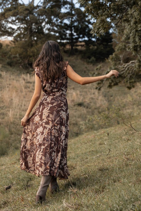 DRESSES Delphine Maxi Dress - Brown Floral