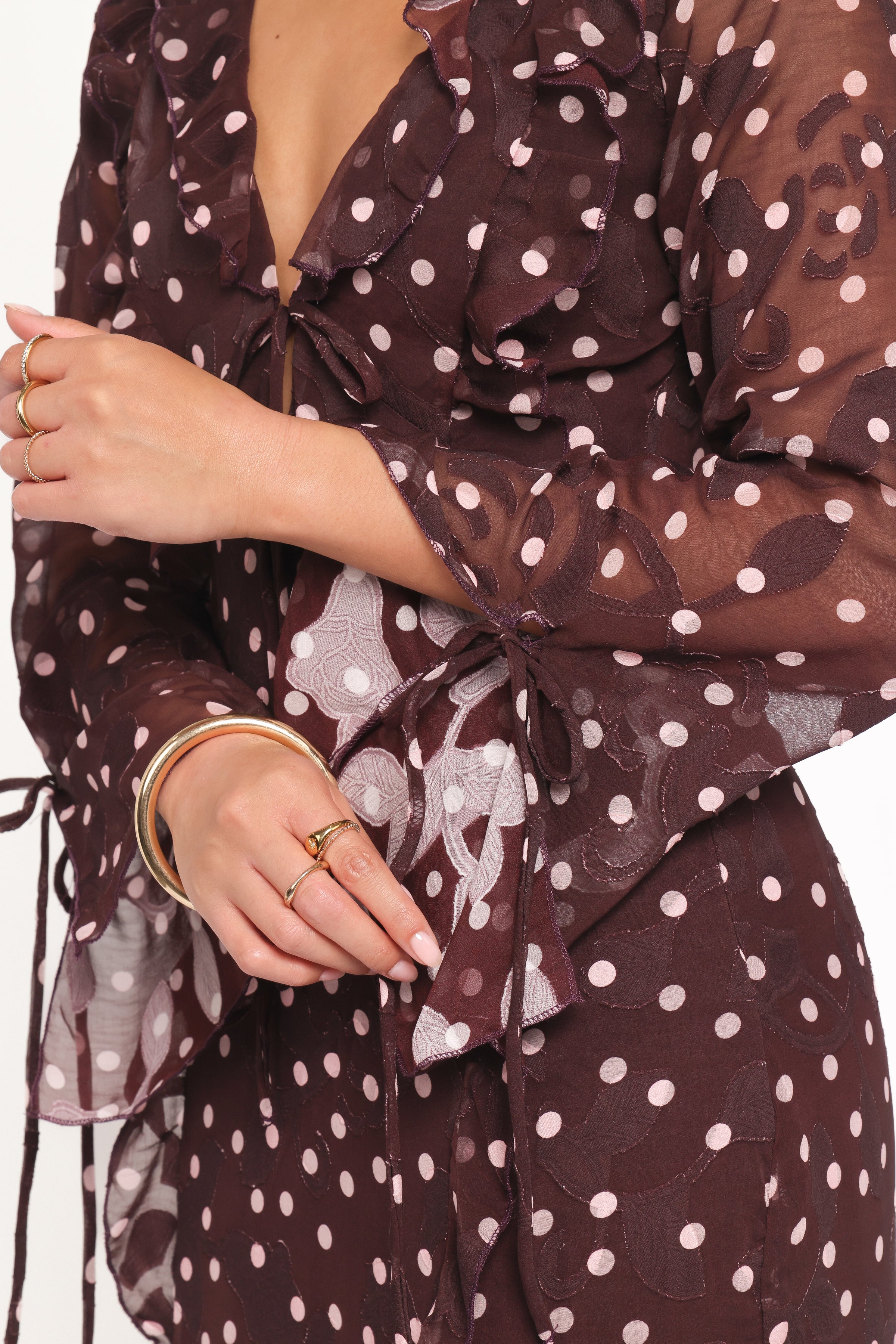 DRESSES Delta Maxi Dress - Plum Polka Dot