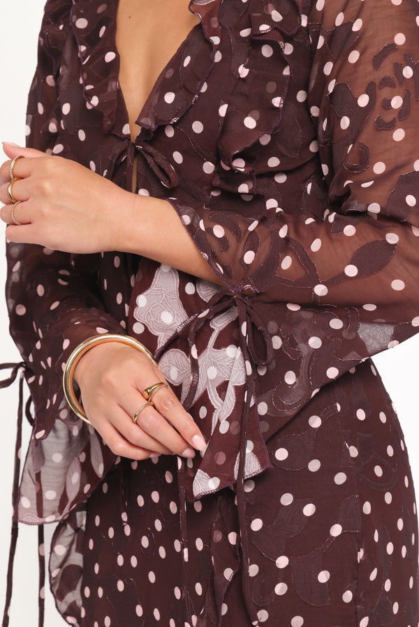 DRESSES Delta Maxi Dress - Plum Polka Dot