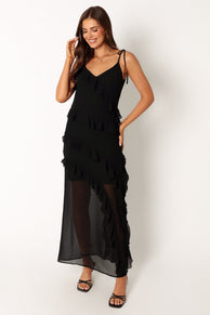 DRESSES @Demi Ruffle Maxi Dress - Black