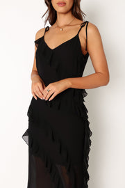 DRESSES @Demi Ruffle Maxi Dress - Black