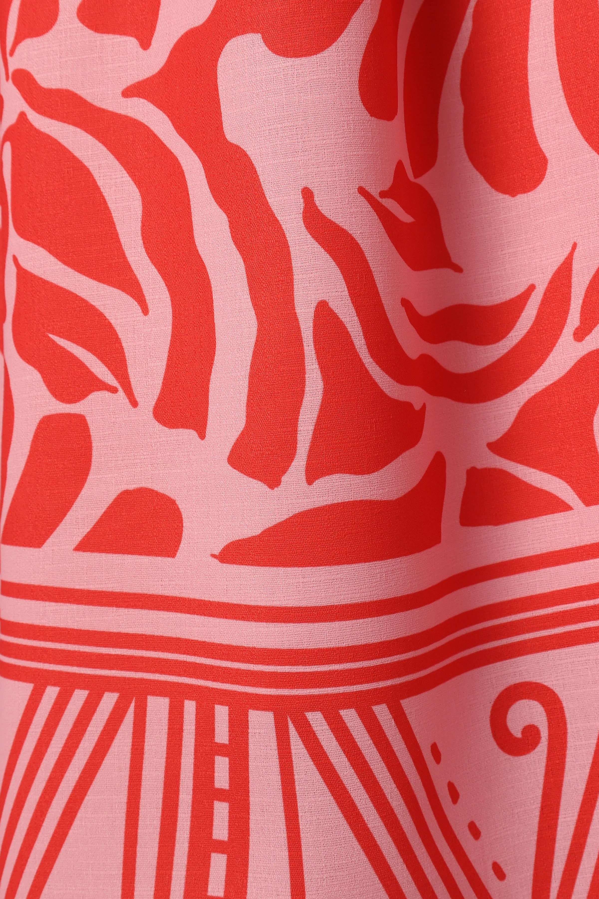 DRESSES @Denali Midi Dress - Red Pink Print