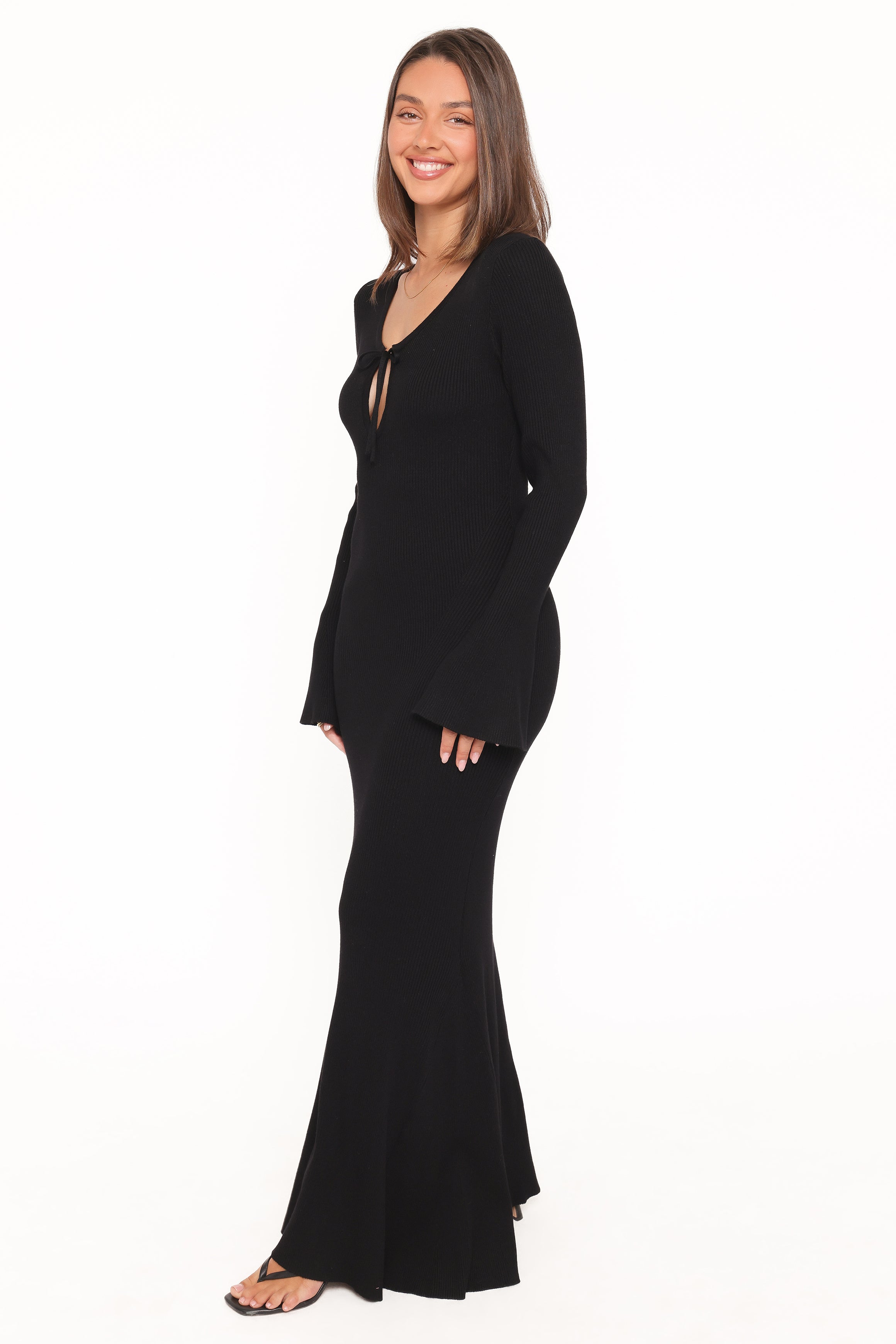 DRESSES Desley Knit Long Sleeve Maxi Dress - Black